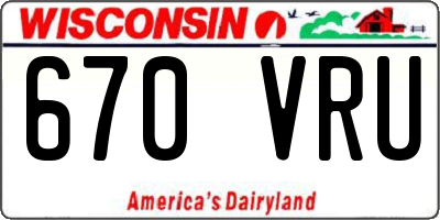 WI license plate 670VRU