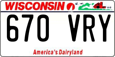 WI license plate 670VRY