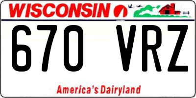 WI license plate 670VRZ