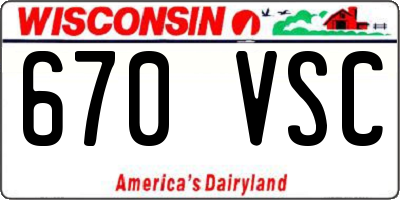 WI license plate 670VSC