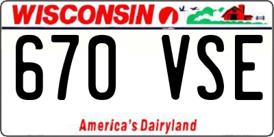 WI license plate 670VSE
