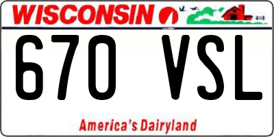 WI license plate 670VSL