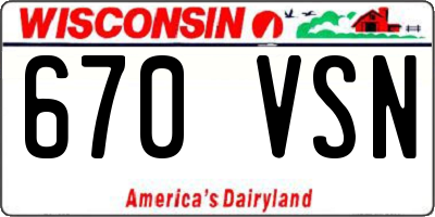 WI license plate 670VSN
