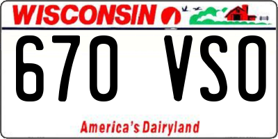 WI license plate 670VSO