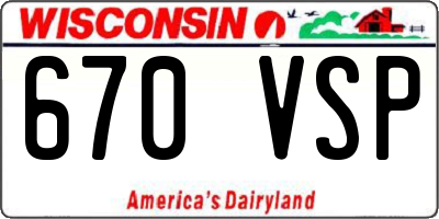 WI license plate 670VSP