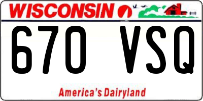 WI license plate 670VSQ
