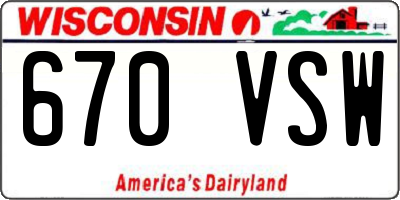 WI license plate 670VSW