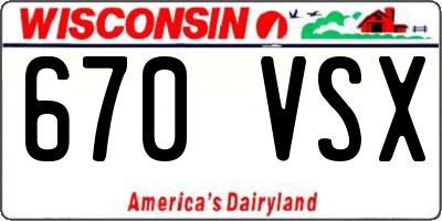 WI license plate 670VSX
