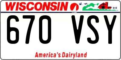 WI license plate 670VSY