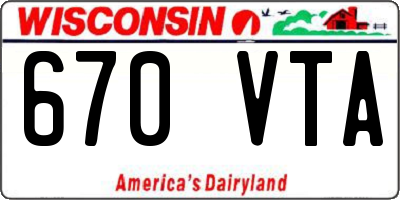 WI license plate 670VTA