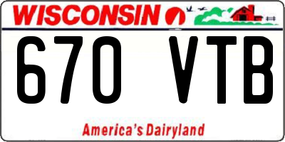 WI license plate 670VTB