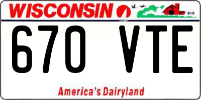 WI license plate 670VTE