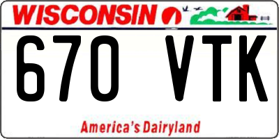 WI license plate 670VTK