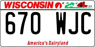 WI license plate 670WJC