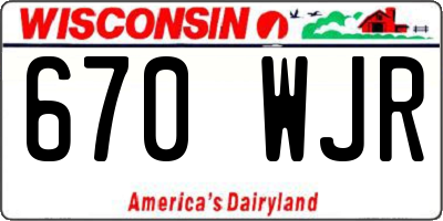 WI license plate 670WJR