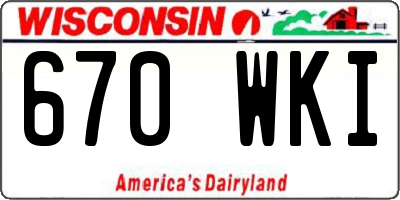 WI license plate 670WKI