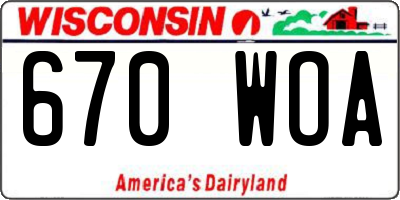 WI license plate 670WOA
