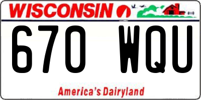 WI license plate 670WQU