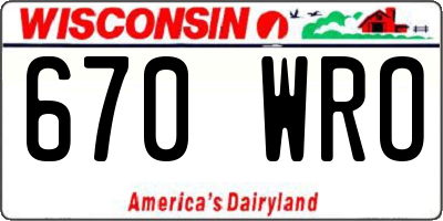 WI license plate 670WRO