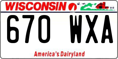 WI license plate 670WXA