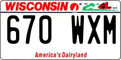 WI license plate 670WXM