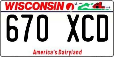 WI license plate 670XCD