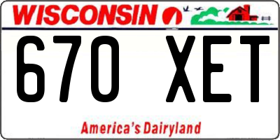 WI license plate 670XET