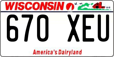 WI license plate 670XEU