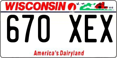 WI license plate 670XEX