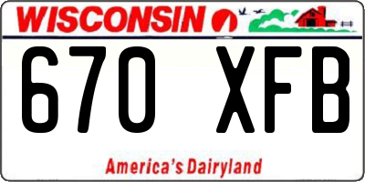 WI license plate 670XFB