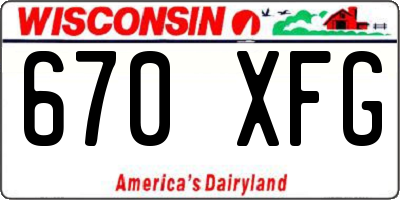 WI license plate 670XFG