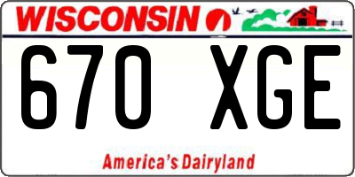 WI license plate 670XGE