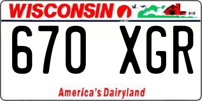 WI license plate 670XGR