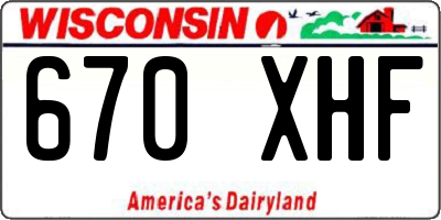 WI license plate 670XHF