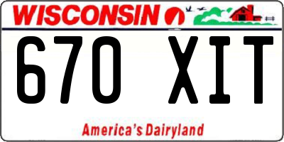 WI license plate 670XIT