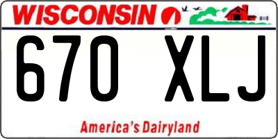 WI license plate 670XLJ