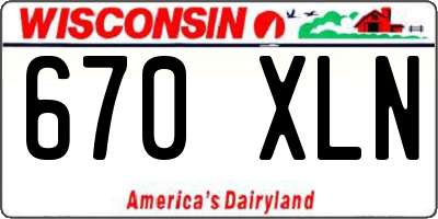 WI license plate 670XLN