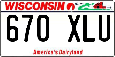 WI license plate 670XLU