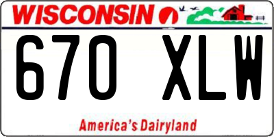 WI license plate 670XLW