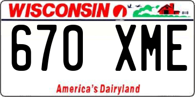 WI license plate 670XME
