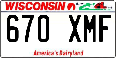 WI license plate 670XMF