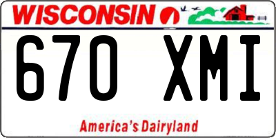 WI license plate 670XMI