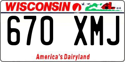 WI license plate 670XMJ
