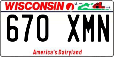 WI license plate 670XMN