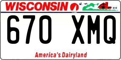 WI license plate 670XMQ