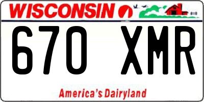 WI license plate 670XMR