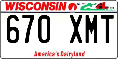 WI license plate 670XMT
