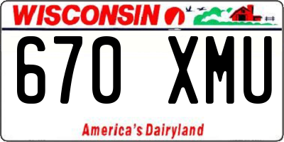WI license plate 670XMU