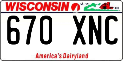 WI license plate 670XNC