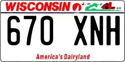 WI license plate 670XNH
